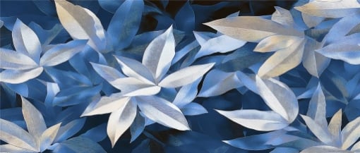 QUADRO MODERNO STAMPA SU TELA CANVAS DA 52X122 CM LEAVES COBALT BLUE