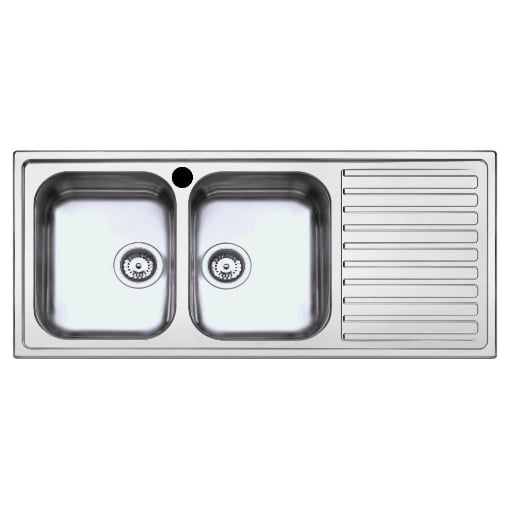 LAVELLO SAXT333A 2 VASCHE 116X50 CM GOCCIOLATOIO DESTRO