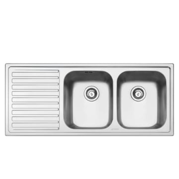 LAVELLO SMEG LM116S2 DUE VASCHE CON GOCCIOLATOIO SINISTRO 116X50 CM INOX