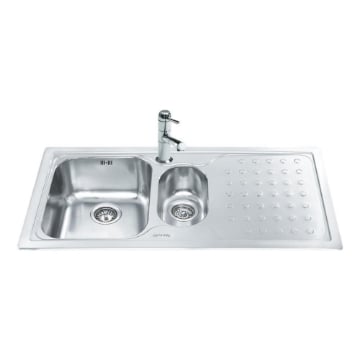 LAVELLO SMEG LV100D3 1 VASCA + 1/2 CON GOCCIOLATOIO DESTRO 100X50 CM INOX