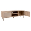 MOBILE PORTA TV BALI CON 2 ANTE EFFETTO VIMINI 1 VANO A GIORNO CON RIPIANO + FORO PASSACAVI - L 150 X P 40 X 52 H CM
