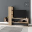 MOBILE PORTA TV COLORE ROVERE ANTRACITE CON ANTA A RIBALTA CON VANI A GIORNO E RIPIANI - L180 X P38 X 138 H CM