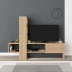 MOBILE PORTA TV COLORE ROVERE ANTRACITE CON ANTA A RIBALTA CON VANI A GIORNO E RIPIANI - L180 X P38 X 138 H CM