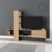 MOBILE PORTA TV COLORE ROVERE ANTRACITE CON ANTA A RIBALTA CON VANI A GIORNO E RIPIANI - L180 X P38 X 138 H CM
