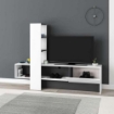 MOBILE PORTA TV COLORE BIANCO ANTRACITE CON ANTA A RIBALTA CON VANI A GIORNO E RIPIANI - L180 X P38 X 138 H CM