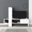MOBILE PORTA TV COLORE BIANCO ANTRACITE CON ANTA A RIBALTA CON VANI A GIORNO E RIPIANI - L180 X P38 X 138 H CM