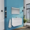 MOBILE DA BAGNO SOSPESO BIANCO LUCIDO LAVABO IN POLIMARMO 80 X 46 X 54 H ANTE CHIUSURA RALLENTATA