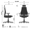 POLTRONA DA UFFICIO COLOR CUOIO BASE IN ACCIAIO CON SCHIENALE MICROFORARO BRACCIOLI FISSI E POGGIATESTA PORTATA MAX 120 KG 