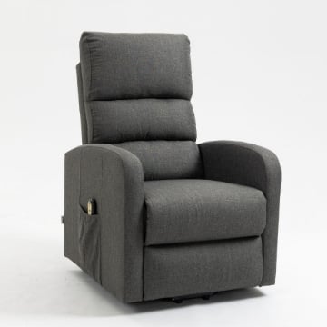 POLTRONA ALZAPERSONA LORENA CON UN MOTORE 1 TELECOMANDO 1 RECLINER ELETTRICO IN TESSUTO GRIGIO PROFONDA 50 CM 