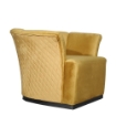 POLTRONA A FORMA DI SEMI CONCHIGLIA  COLOR OCRA SCHIENALE CON CUCITURE A ROMBO BASE NERA  - 90X85X70 H CM
