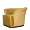 POLTRONA A FORMA DI SEMI CONCHIGLIA  COLOR OCRA SCHIENALE CON CUCITURE A ROMBO BASE NERA  - 90X85X70 H CM