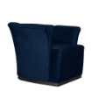 POLTRONA A FORMA DI SEMI CONCHIGLIA  COLOR BLU NOTTE SCHIENALE CON CUCITURE A ROMBO BASE NERA  - 90X85X70 H CM