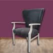 POLTRONA DUMBO SCHIENALE AVVOLGENTE STRUTTURA IN LEGNO BIANCO CONSUMATO E RIVESTIMENTO IN TESSUTO L69XP66X103 H CM.