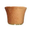 POLTRONA A FORMA DI SEMI CONCHIGLIA  COLOR RUGGINE CHIARO SCHIENALE CON CUCITURE A ROMBO BASE ORO - 90X85X70 H CM