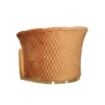 POLTRONA A FORMA DI SEMI CONCHIGLIA  COLOR RUGGINE CHIARO SCHIENALE CON CUCITURE A ROMBO BASE ORO - 90X85X70 H CM