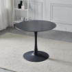 TAVOLO ROTONDO DOT CON PIANO IN CERAMICA EFFETTO MARMO NERO CON PARTICOLARI ORO E GAMBA NERA 120X75 H