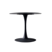 TAVOLO ROTONDO DOT CON PIANO IN CERAMICA EFFETTO MARMO NERO CON PARTICOLARI ORO E GAMBA NERA 120X75 H
