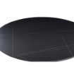 TAVOLO ROTONDO DOT CON PIANO IN CERAMICA EFFETTO MARMO NERO CON PARTICOLARI ORO E GAMBA NERA 120X75 H