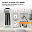 HIGH-TECH STUFA AL CARBONIO 450-900 W 2 LIVELLI DI POTENZA OSCILLAZIONE GRANDANGOLARE CON FIBRE DI CARBONIO 