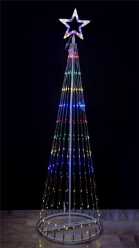 HIGH-TECH ALBERO 3D CON 262 MICROLED H200 CM LUCI MULTICOLOR PUNTA A FORMA DI STELLA CASCATA DI LUCE OKXN