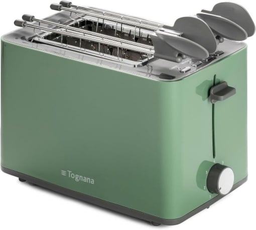 TOGNANA IRIDEA TOSTAPANE CON DOPPIA PINZA E RACCOGLIBRICIOLE 850W VERDE