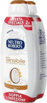 NEUTRO ROBERTS BAGNOSCHIUMA CORPO SENSIBILE CON AVENA E COCCO PELLI SENSIBILI SENZA SAPONE 2 FLACONI DA 600 ML OKXN 