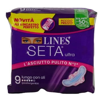 LINES SETA ULTRA LUNGO ALI 9 PZ. ASSORBENTI ALI A INCASTRO PERFETTO OKX