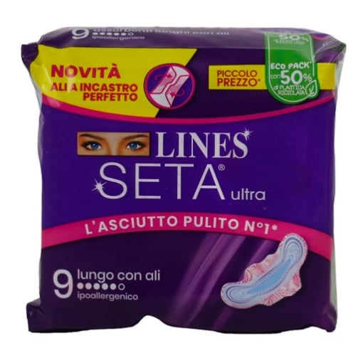 LINES SETA ULTRA LUNGO ALI 9 PZ. ASSORBENTI ALI A INCASTRO PERFETTO OKX