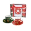 MA MAISON SET 6 TAZZINE CON PIATTINO STILE COOKIES ROSSE E VERDI IDEA REGALO OKXL