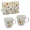 MA MAISON SET 2 TAZZINE BIANCHE E ORO STILE NATALIZIO IDEA REGALO OKXL