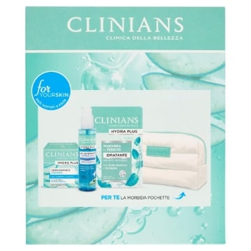 CLINIANS HYDRA PLUS COFANETTO REGALO IDRATANTE GEL DETERGENTE 150 ML + CREMA IDRATANTE 50 ML + MASCHERA VISO 22 ML OKX