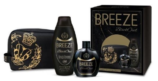 BREEZE CONFEZIONE REGALO DONNA BLACK OUD DEODORANTE PROFUMATO + DOCCIA SHAMPOO 400 ML + BEAUTY DA VIAGGIO OKX