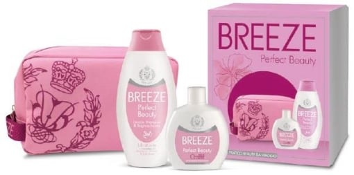 BREEZE CONFEZIONE REGALO DONNA ROSA DEODORANTE PROFUMATO + DOCCIA SHAMPOO 400 ML + BEAUTY DA VIAGGIO OKX