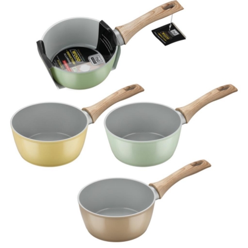 MA MAISON CASSERUOLA IN ALLUMINIO MODELLO WOOD INDUCTION CM 16 CON 1 MANICO ERGONOMICO COLORI ASSORTITI OKX