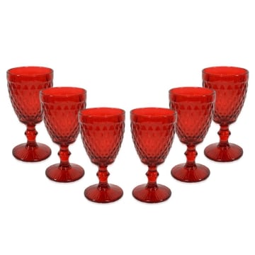 MA MAISON SET 6 CALICI KING IN VETRO LAVORATO NATALIZI PER VINO 350 ML ASSORTITI OKXL