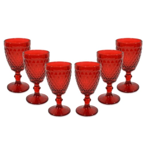 MA MAISON SET 6 CALICI KING IN VETRO LAVORATO NATALIZI PER VINO 350 ML ASSORTITI OKXL