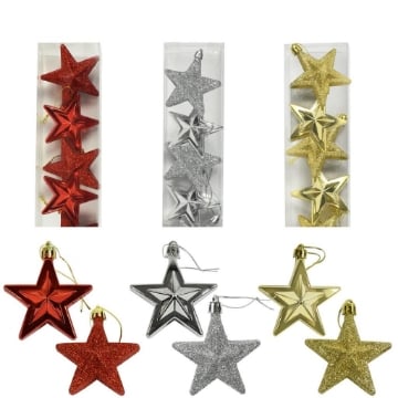 MA MAISON PALLINA DI NATALE A FORMA DI STELLA BOX DA 4 PZ 2 LISCIE 2 BRILLANTINATE 6 CM COLORI ASSORTITI OKXL