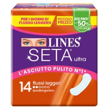 LINES SETA ULTRA ASSORBENTI PER FLUSSI LEGGERI 14 PEZZI OKX