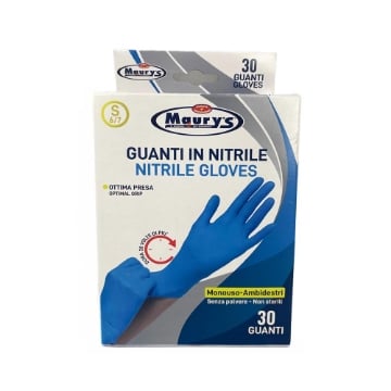 MAURY'S GUANTI NITRILE SUPER RESISTENTI  30 PZ TAGLIA S - 6/7 OTTIMA PRESA 