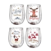 MAURY'S SET 4 BICCHIERI IN VETRO DOUBLE WALL XMAS IN DECORO ASSORTITO CAPIENZA 300 ML L'UNO OKXL