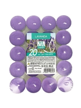 TEA LIGHT CANDELE PROFUMATE 20 PZ DURATA 4+ ORE LAVANDA