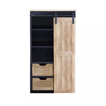 MOBILE IN LEGNO E FERRO JAMAR CON 2 CASSETTI 3 RIPIANI E 1 ANTA SCORREVOLE IN LEGNO DIMENSIONI CM 80 X 40 X 160 H