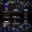 HIGH-TECH FILO LED 180 LUCI MINILUCCIOLE BIANCO/BLU CON 8 GIOCHI DI LUCE LUNGHEZZA 8.10 MT USO INTERNO E ESTERNO 