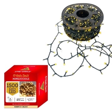 HIGH-TECH FILO LED 1500 MINILUCCIOLE BIANCO CALDO  CON BOB 67.5 MT USO INTERNO E ESTERNO