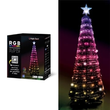 HIGH-TECH ALBERO POP UP PIEGHEVOLE CON 166 LED CM.150 RGB E 16 GIOCHI DI COLORI + TELECOMANDO TRAMITE APP OKXL