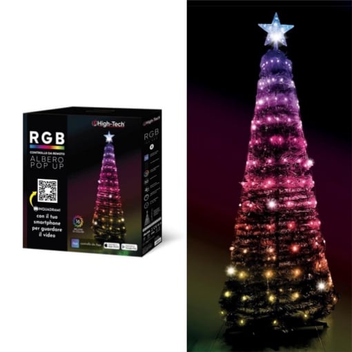 HIGH-TECH ALBERO PIEGHEVOLE NATALIZIO 234 LED 180 CM CON TELECOMANDO E GIOCHI DI COLORE OKXL