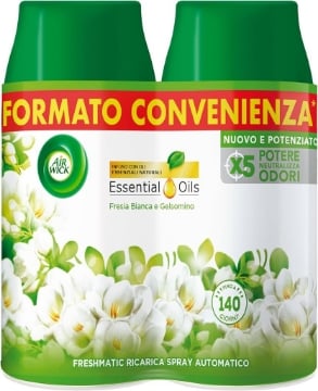 AIRWICK FRESHMATIC PROFUMATORE PER AMBIENTI 2 RICARICHE SPRAY AUTOMATICO FRESIA BIANCA E GELSOMINO 250 ML OKX