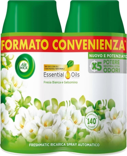 AIRWICK FRESHMATIC PROFUMATORE PER AMBIENTI 2 RICARICHE SPRAY AUTOMATICO FRESIA BIANCA E GELSOMINO 250 ML OKX