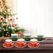 MA MAISON SET 6 TAZZINE CON PIATTINO STILE COOKIES ROSSE E VERDI IDEA REGALO 