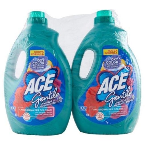 ACE GENTILE CANDEGGINA IGIENIZZANTE PER COLORATI 2,3 LT X 2 PZ LAVADA E MUSCHIO BIANCO OKX